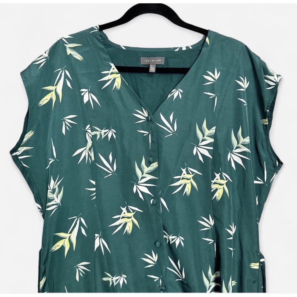Limited P XL Tropical Palm Lead Dress Midi Boho Vacation Summer Coastal Resort - Picture 4 of 9